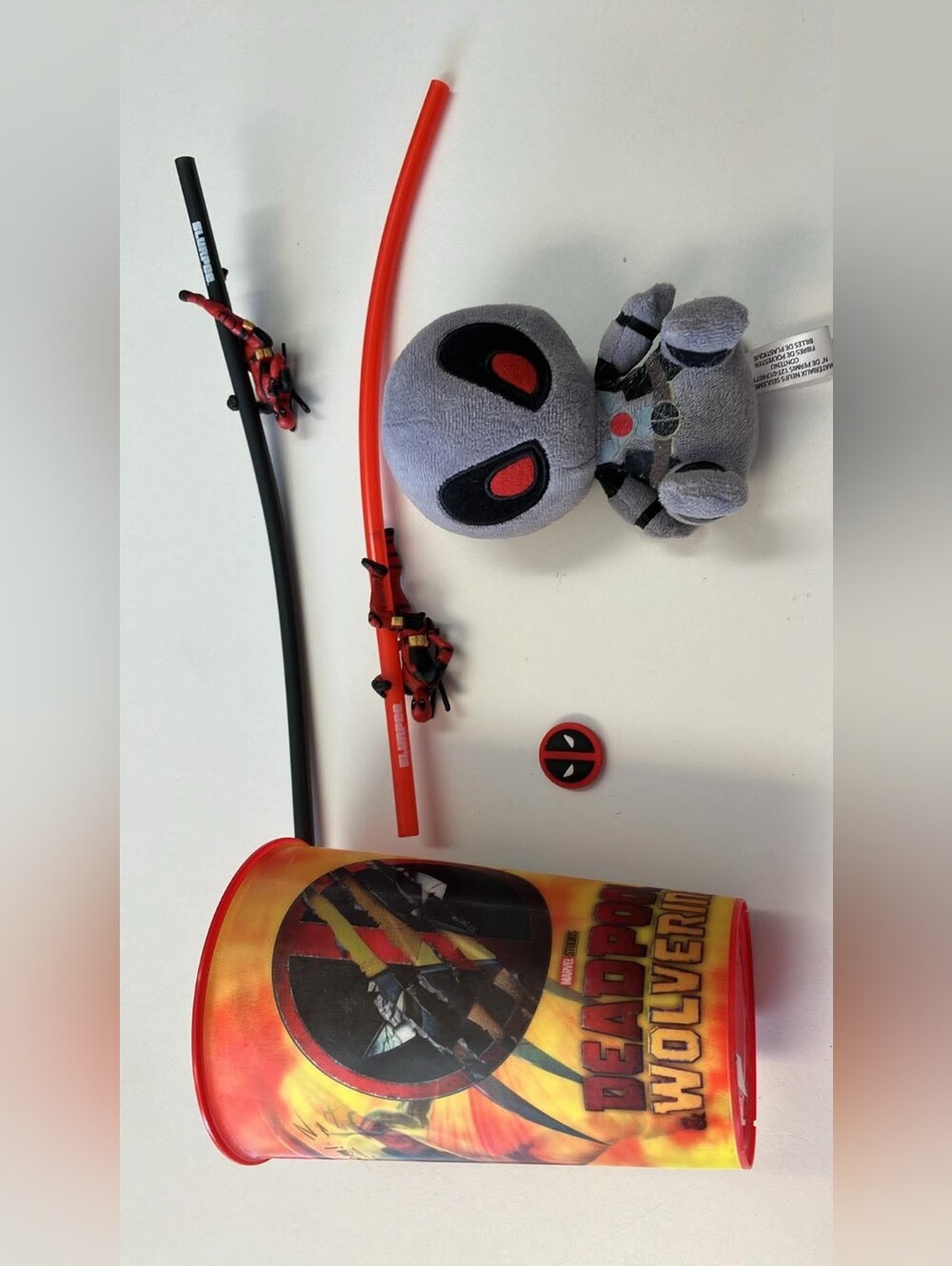 Deadpool Movie Cup Set With X force Plushie, Magnet, 711 Straws